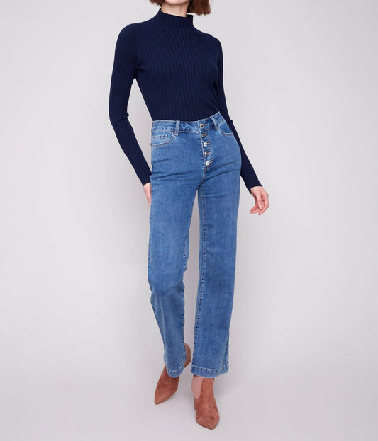 Charlie B - Stretch Denim with Embellished Buttons