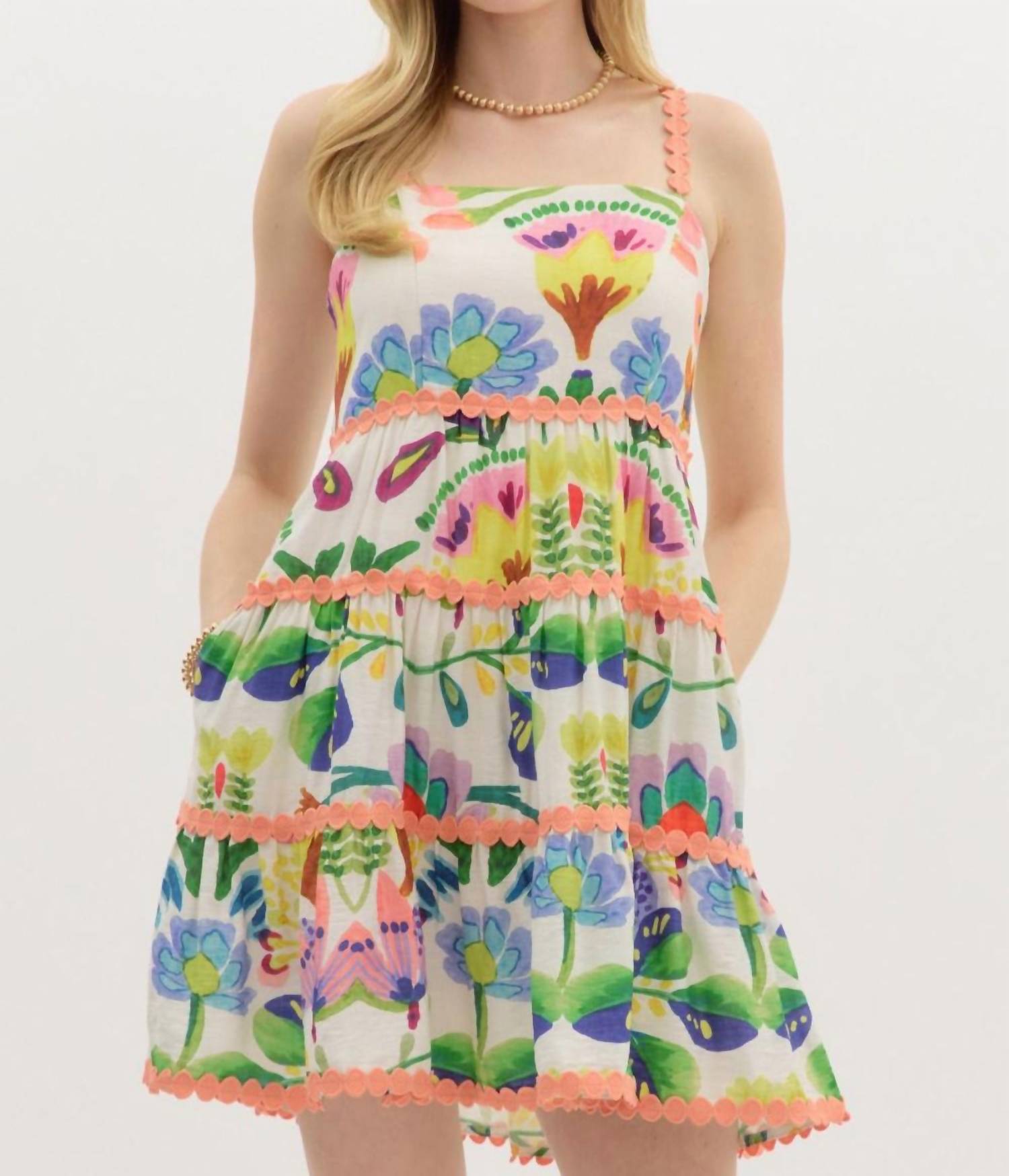 Entro - Citrus Breeze Botanical Print Mini Dress