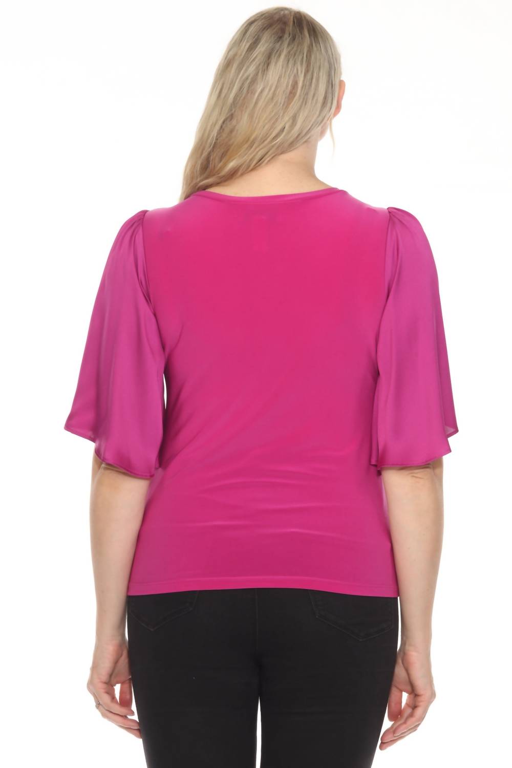 Joseph Ribkoff - Crew Neck Flutter Sleeve Top