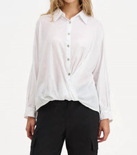 M Made In Italy - Button Front Top With Open Embroidery