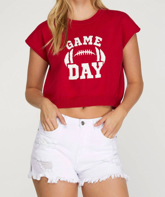 She + Sky - Short Sleeve Game Day Knit Top