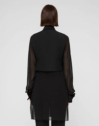 Lafayette 148 Convertible Tuxedo Tunic Vest Blouse in black - women's blouse - detail view