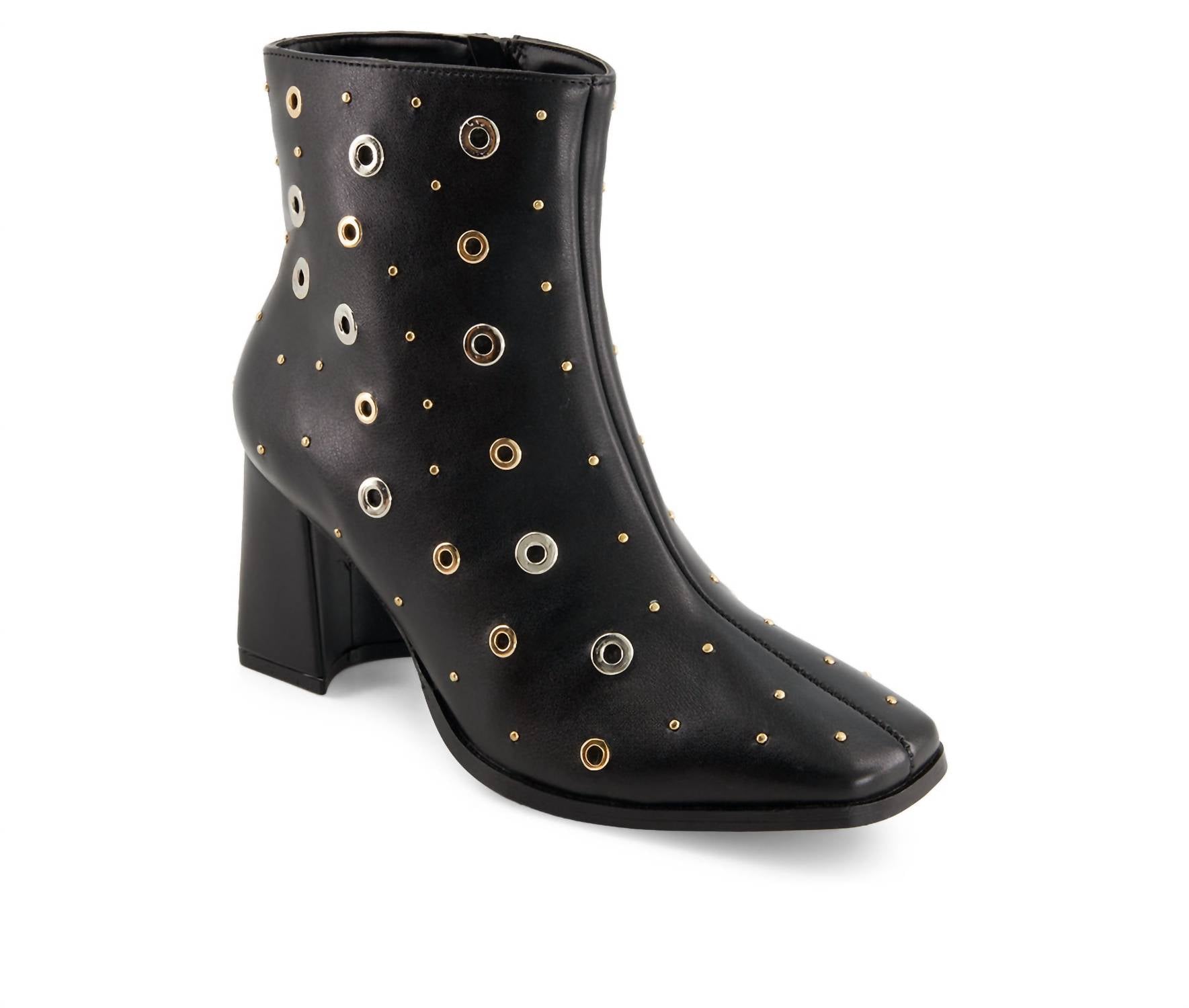 Andrea - Women's Medium Heel Riveted Ankle Booties