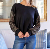 Karen Kane - Sosie Sequin Sleeve Long Sleeve Top