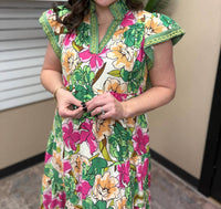 Umgee - Bold Floral Tiered Midi Dress