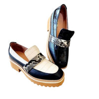 All Black - Women's Exotic Lugg Loafers