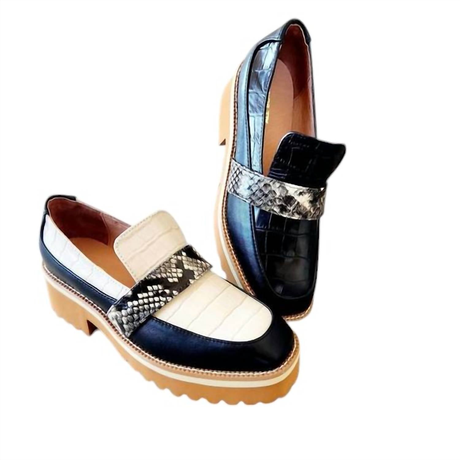 All Black - Women's Exotic Lugg Loafers