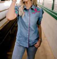 Oh My Stars Apparel - Loretta Chambray Western Top
