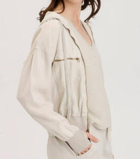 Xcvi - Kamey Distressed Bomber Jacket With Hood