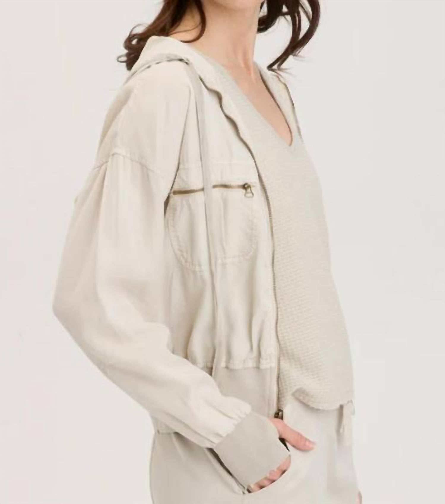 Xcvi - Kamey Distressed Bomber Jacket With Hood