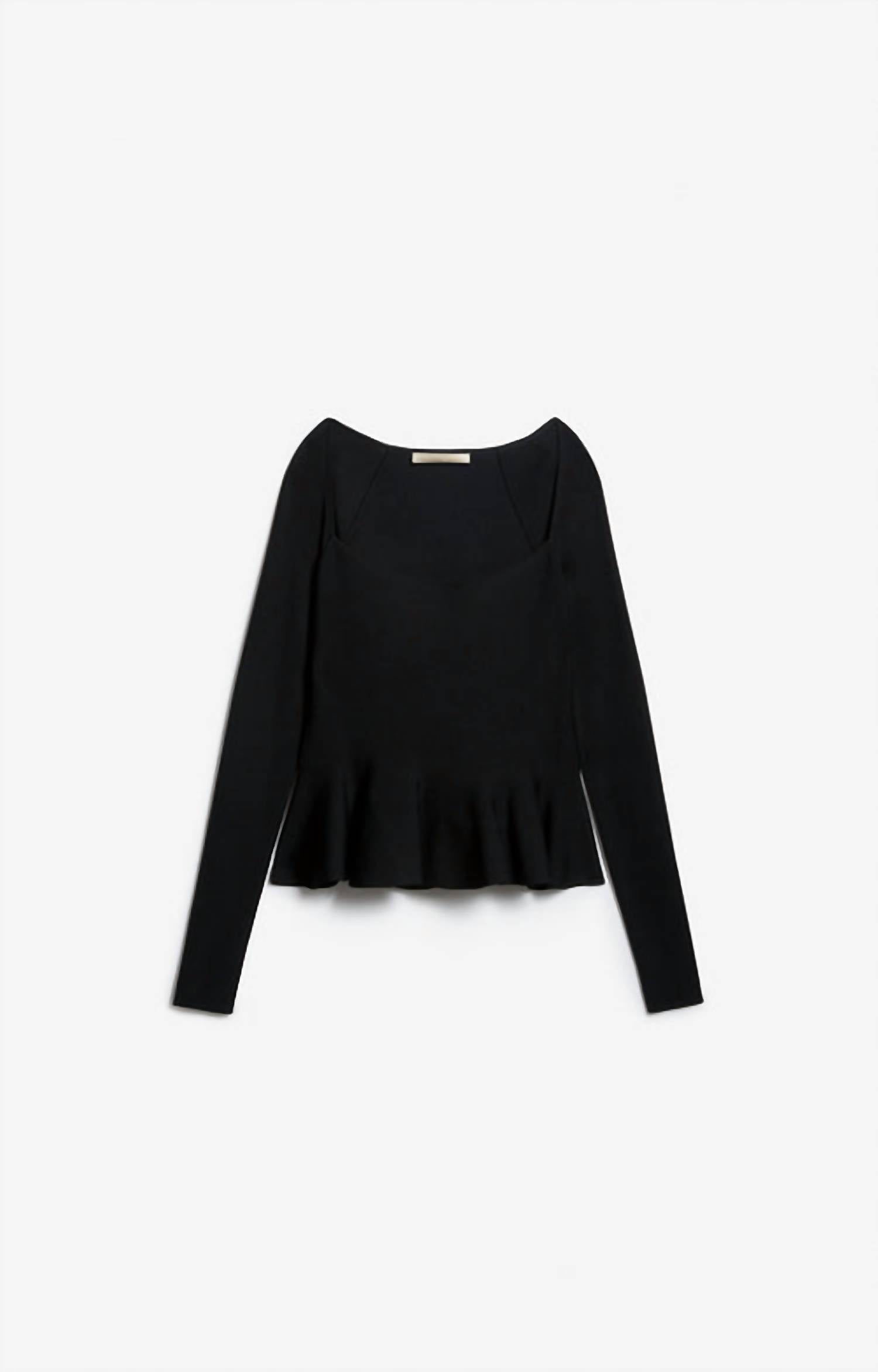 vanessabruno The Flower Jumper Top in black - women's long sleeve top - view 4
