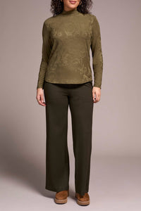 Tribal - Long Sleeve Mock Neck Jacquard Top