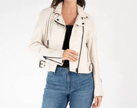MAURITIUS Bita Rf Leather Jacket in off white - women's jacket