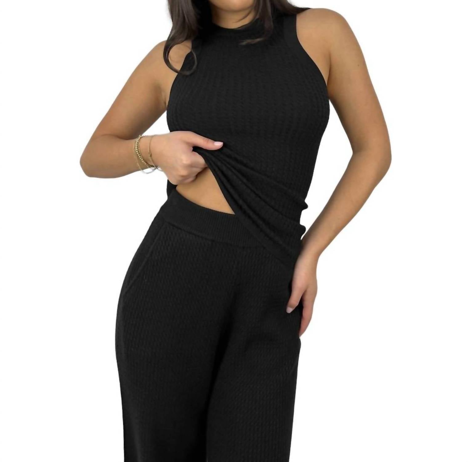 We Wore What - High Neck Cable Knit Tank Top