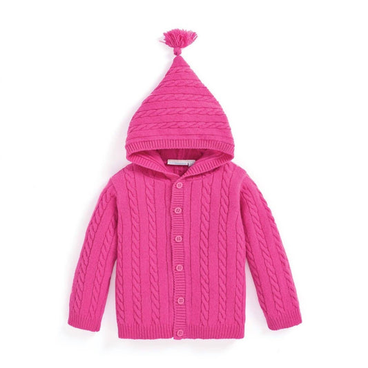 Jojo Maman Bebe - Girl's Hooded Cable Knit Cardigan