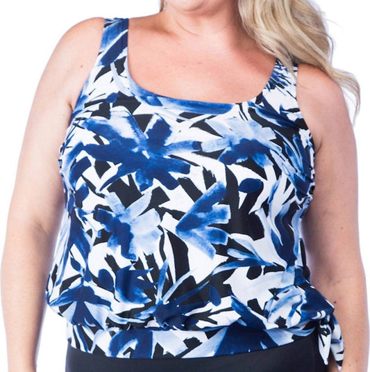 Maxine - Floral Blouson Tankini Top - Plus Size