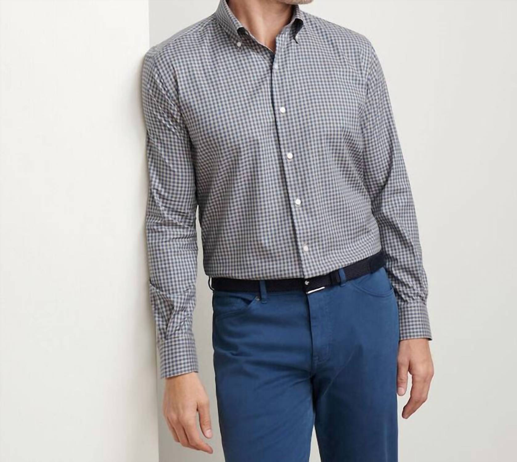 PETER MILLAR Conway Crown Lite Cotton Stretch Sport Shirt in popular brown - men's shirt