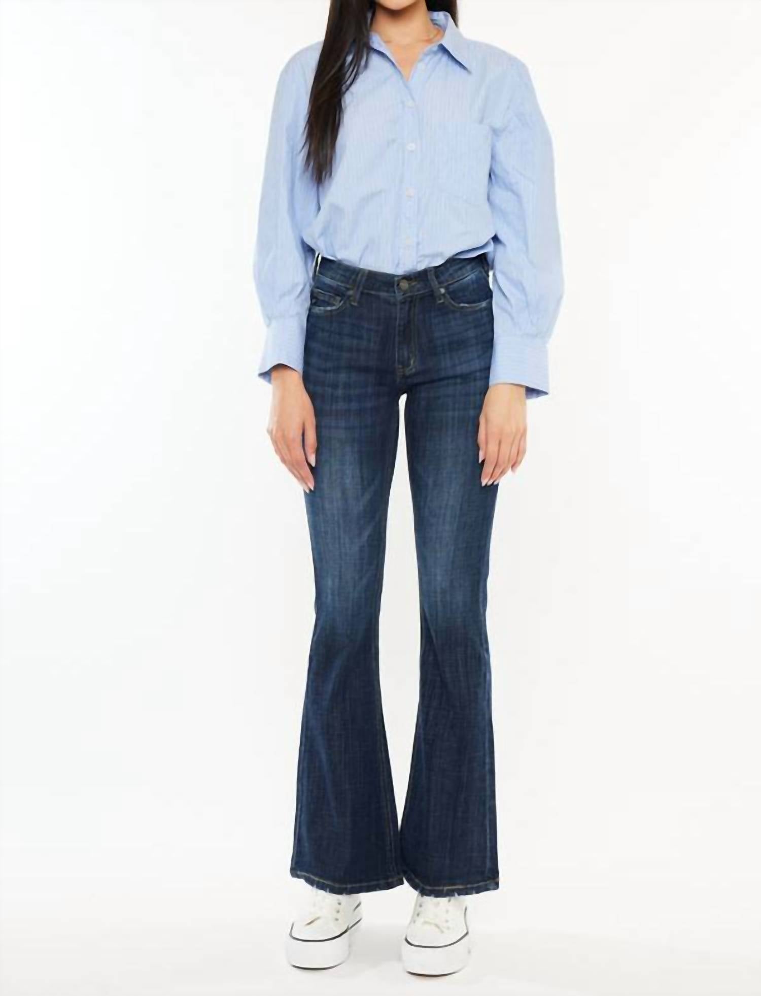 KanCan Mid Rise Flare Jeans in dark wash - women's jeans