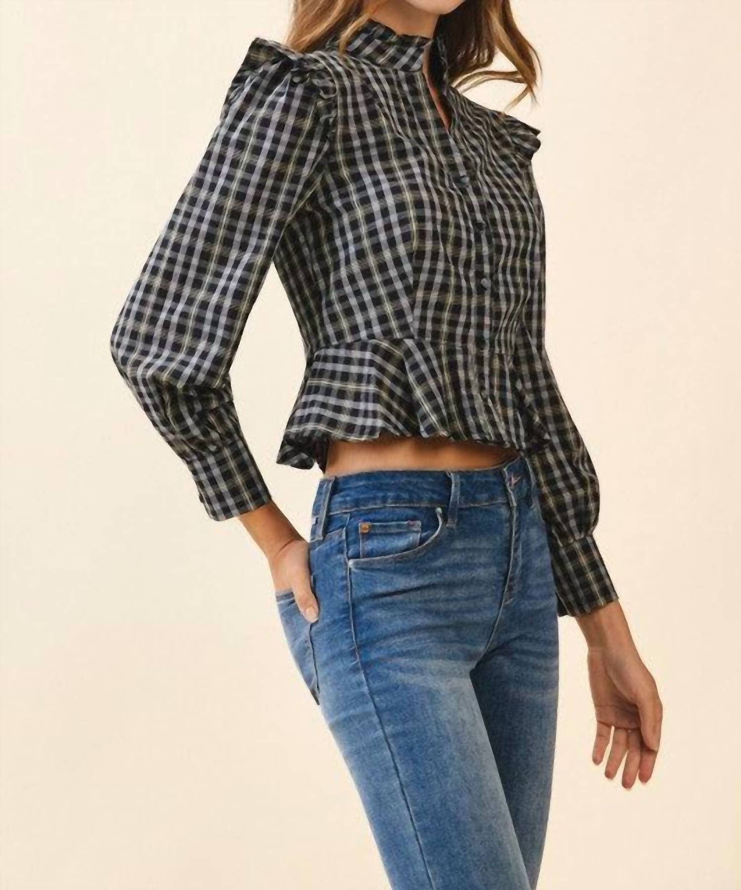 Tcec - Plaid Peplum Hem Top