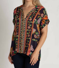 Johnny Was Laiya Button Up in navy - women's shirt
