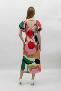 Fore Collection - Puff Sleeve V Neck Maxi Dress