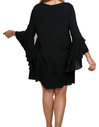 umgee Layered Ruffle Sleeve Mini Dress in black - women's dress - alternate view