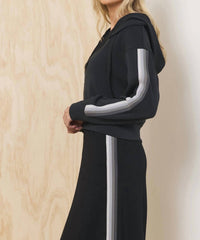 Vintage Havana Victoria Zip Up Hoodie in black with grey - women's top - alternate view