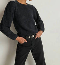 Nation LTD Etta Lace Popover in grey - women's long sleeve top - alternate view