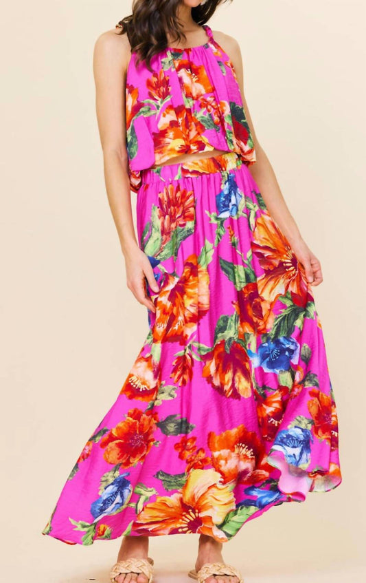 Skies Are Blue - Magenta Floral Skirt