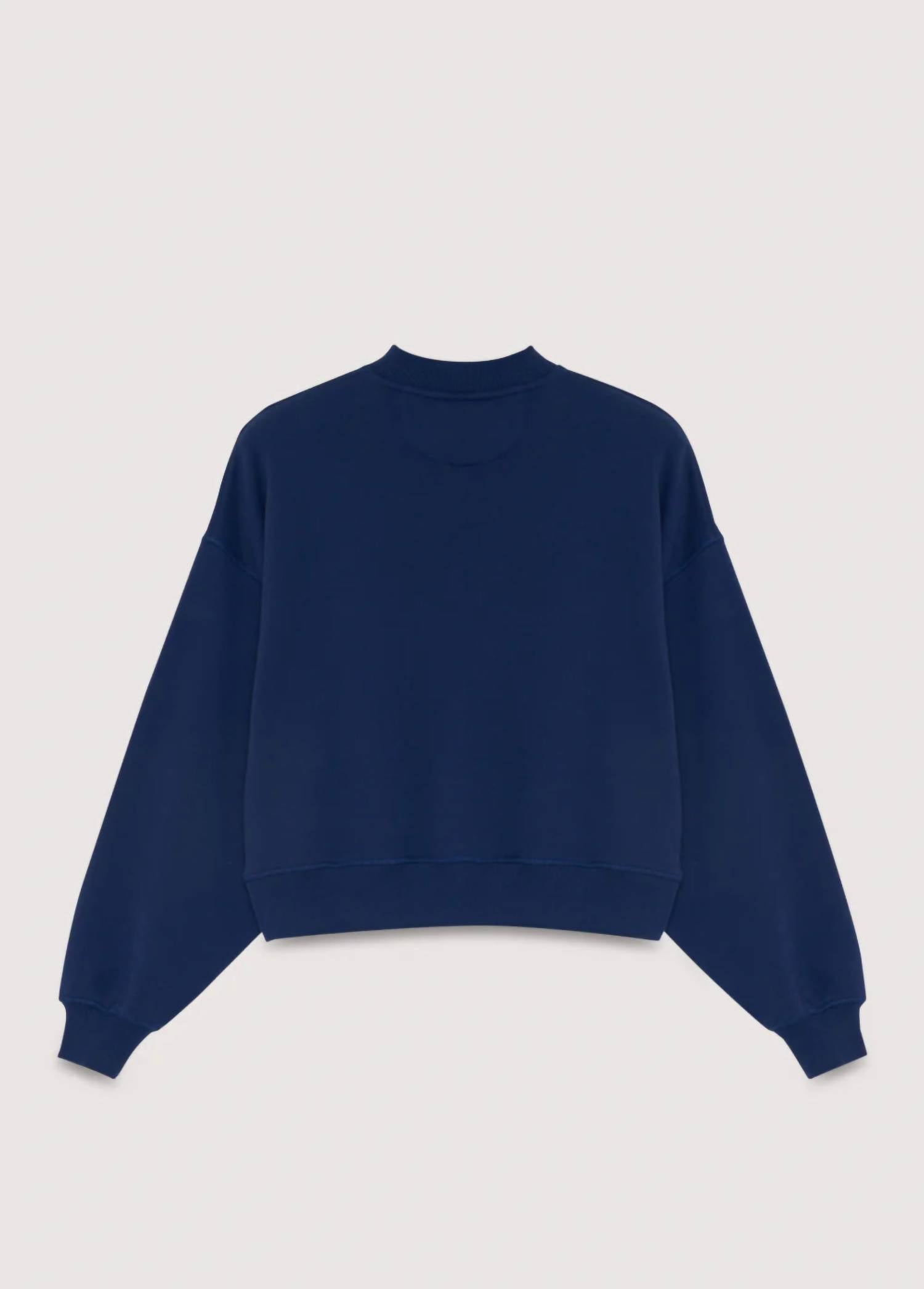 The New Society Girl's Nowhere Sweatshirt in navy - kids' sweater - detail view