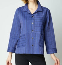 habitat Eastside Stripe Shirt Jacket - Plus in midnight denim - women's jacket