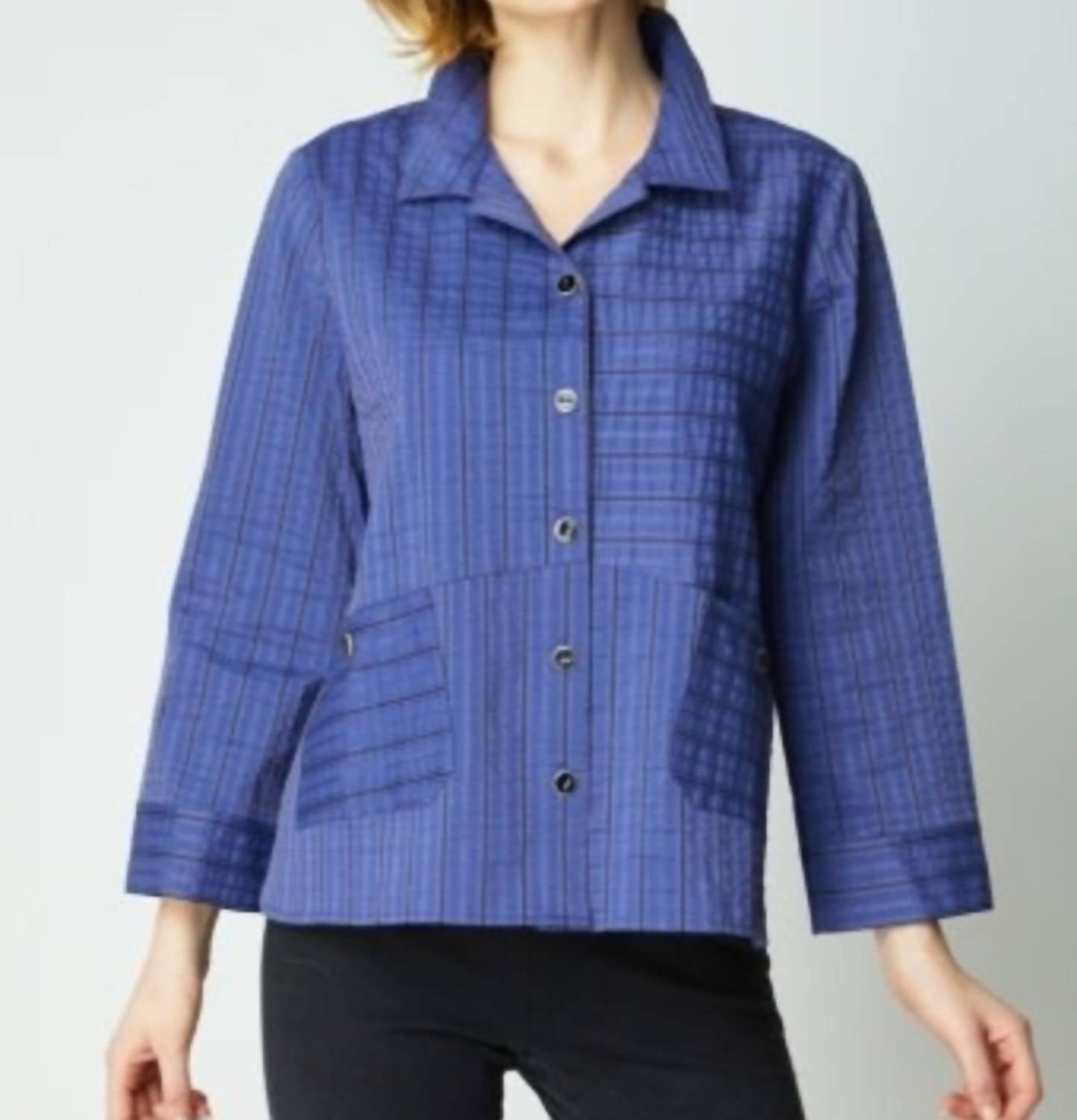 habitat Eastside Stripe Shirt Jacket - Plus in midnight denim - women's jacket