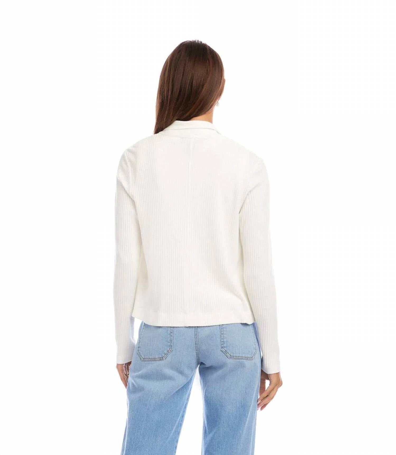 Karen Kane - Ribbed Long Set-In Sleeves Jacket - Petite
