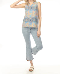 Charlie B - Ruffle Collar Printed Sleeveless Top