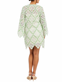 Mestiza New York Palermo Scallop Open-knit Minidress in green seaglass - women's dress - detail view