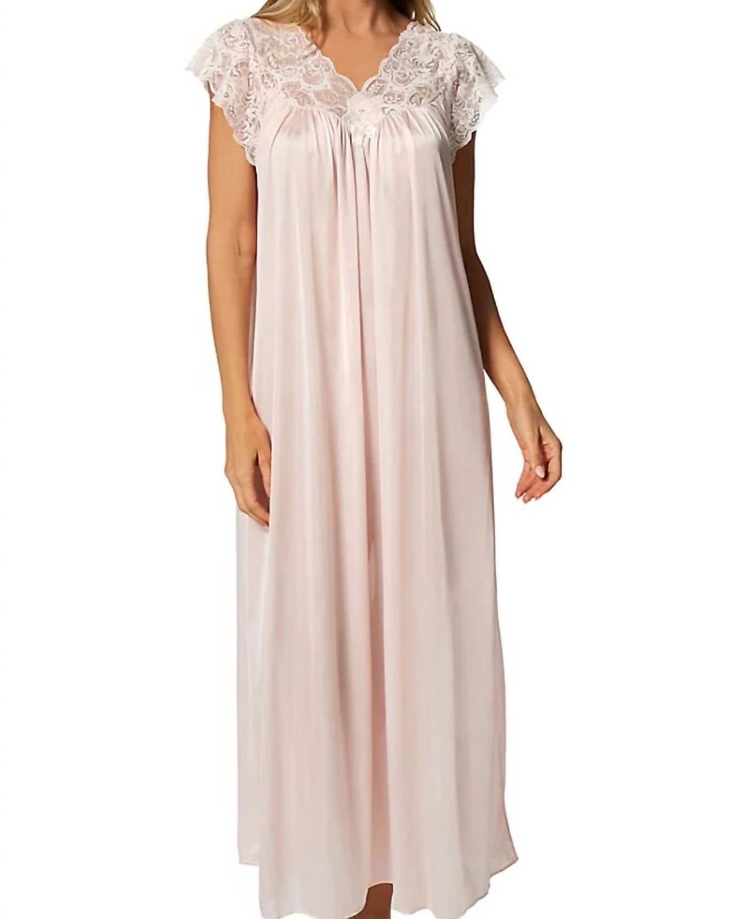 Shadowline Lingerie - Long Lace Cap Sleeve Nightgown