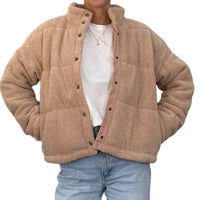 Hem & Thread - Teddy Puffer Snap Button Jacket