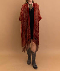 Leto - Bestselling Velvet Mesh Tapestry Tassel Kimono
