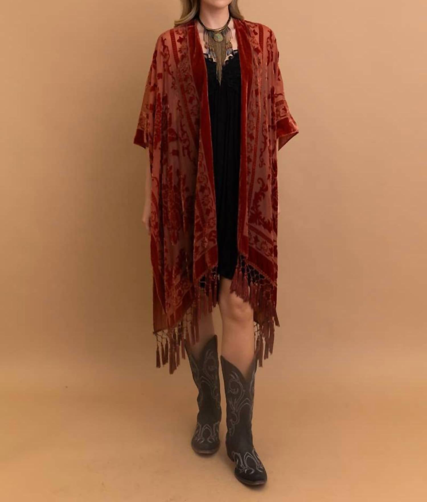 Leto - Bestselling Velvet Mesh Tapestry Tassel Kimono