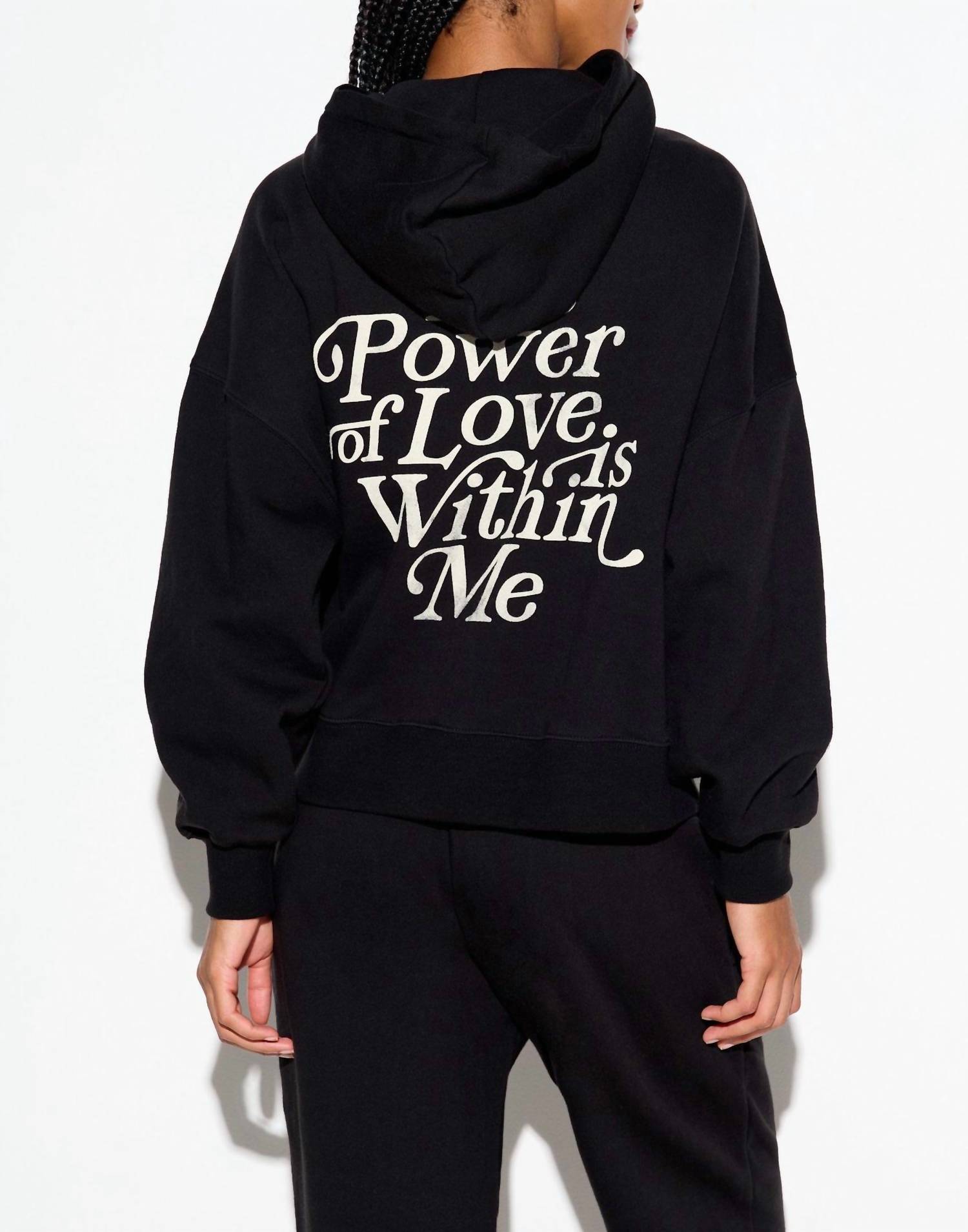 SPIRITUAL GANGSTER Power Of Love Malibu Hoodie in black - women's top - view 4