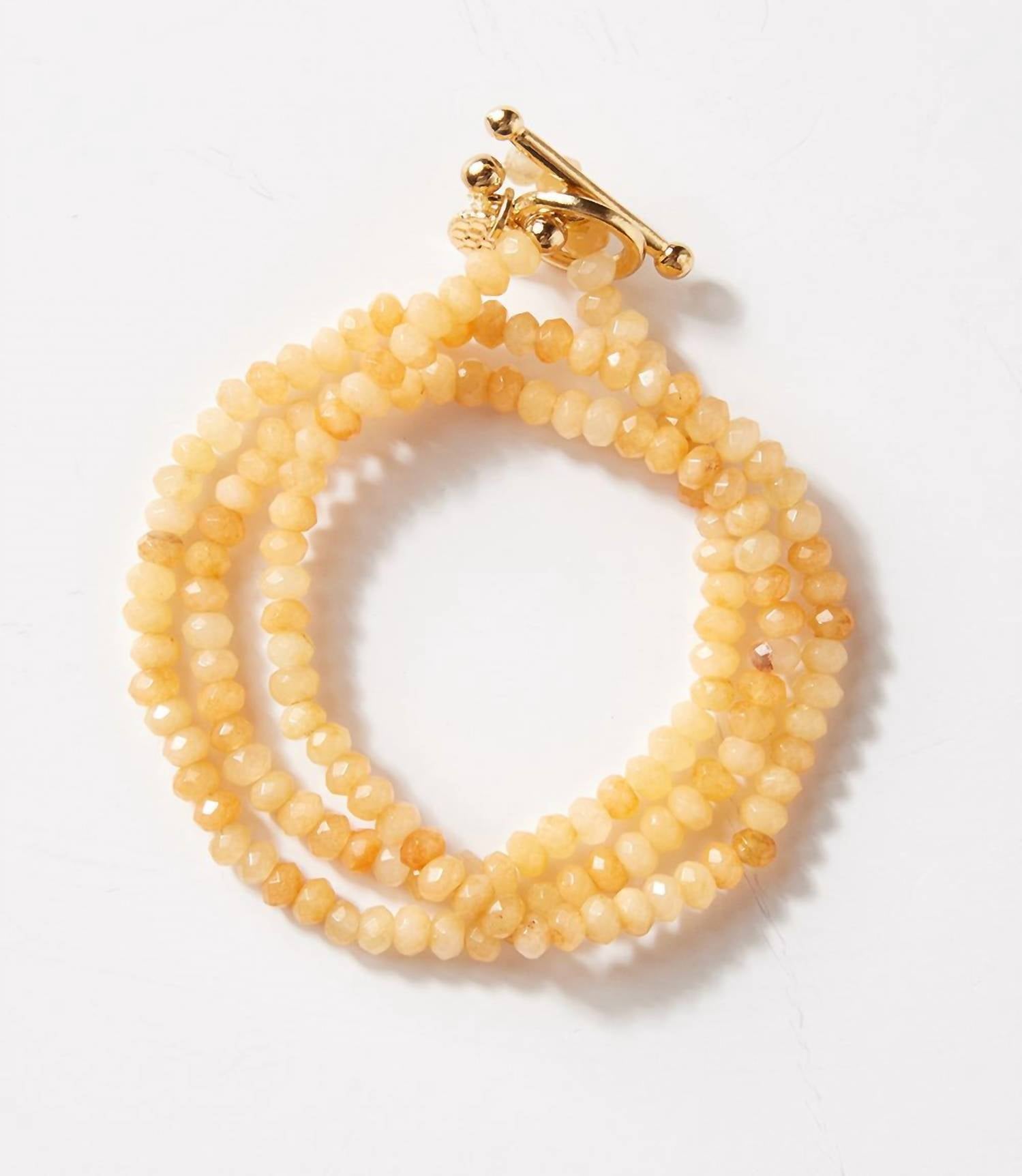 marlyn schiff Women's Beaded Gemstone Toggle Bracelet in peach - women's jewelry - detail view