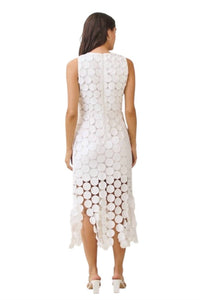 ABLE Cayman Circle Crochet Bottom Tassel Dress in white - women's dress - alternate view
