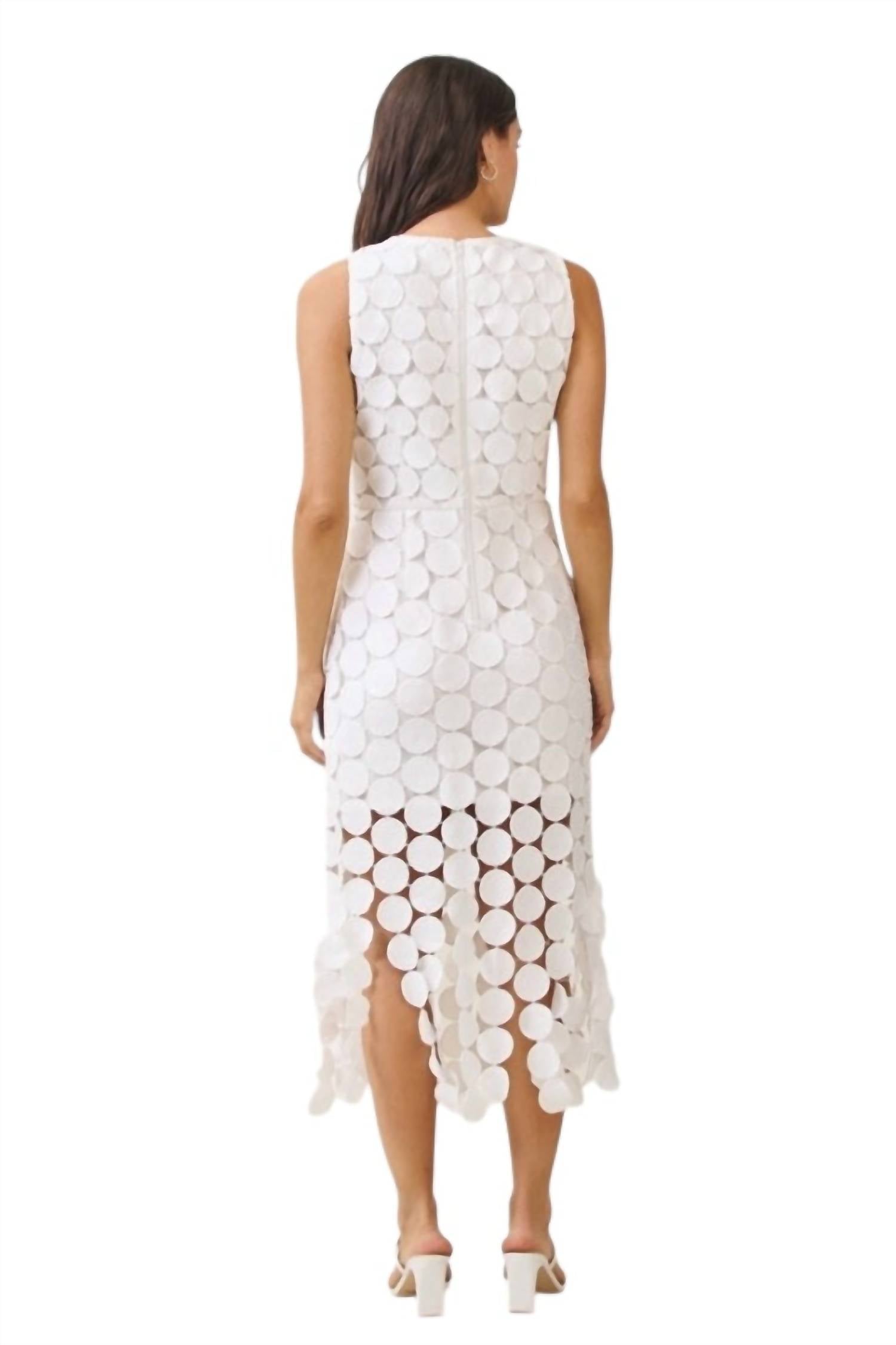 ABLE Cayman Circle Crochet Bottom Tassel Dress in white - women's dress - alternate view
