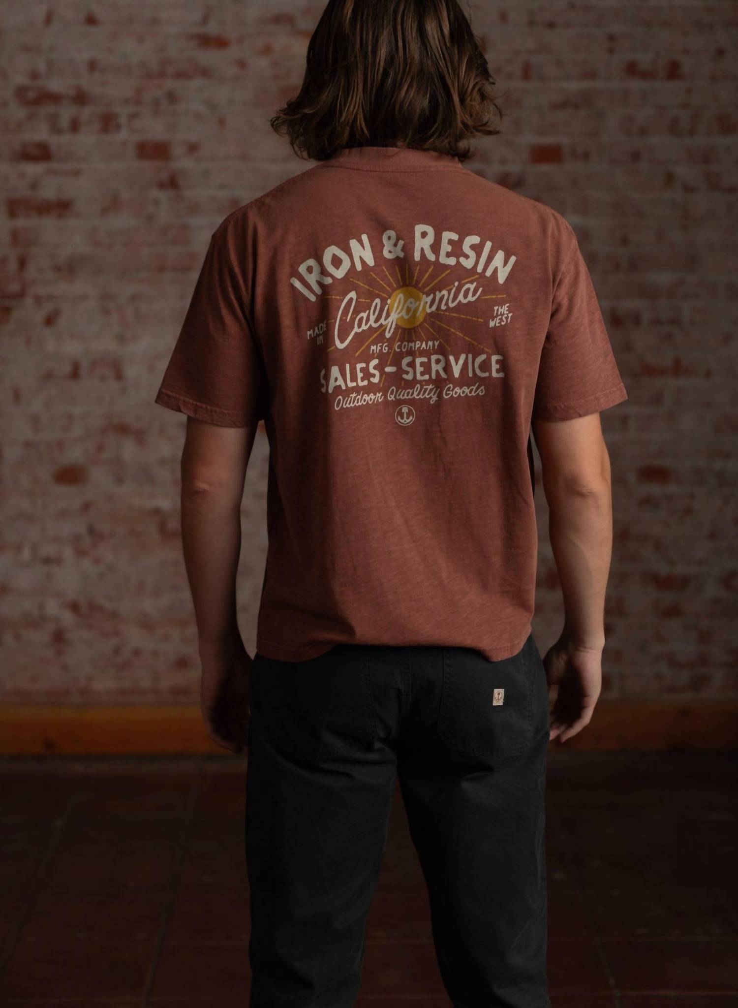 Iron & Resin Men's Sales And Service Tee in clay - men's t-shirt - detail view