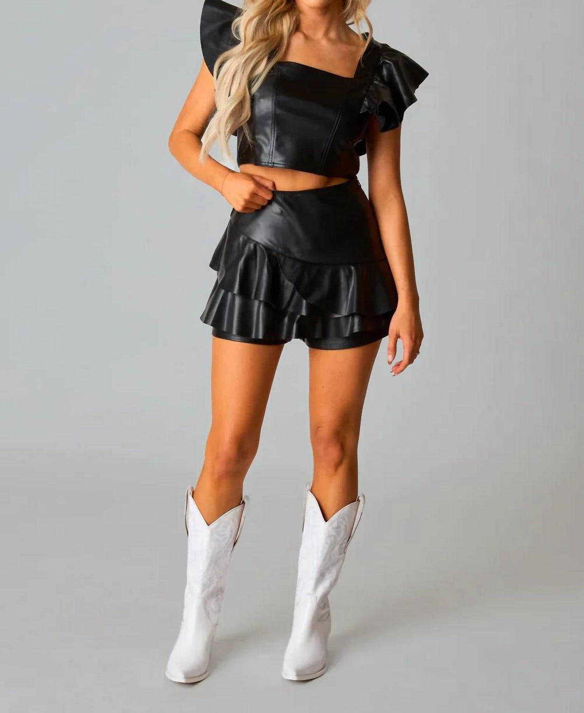 Buddylove - Leather Ruffle Top