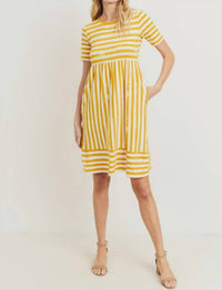 Tea N Rose - Knit Striped Babydoll Dress