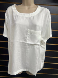 ee:some SATIN LUXE TOP in off white - women's t-shirt - detail view