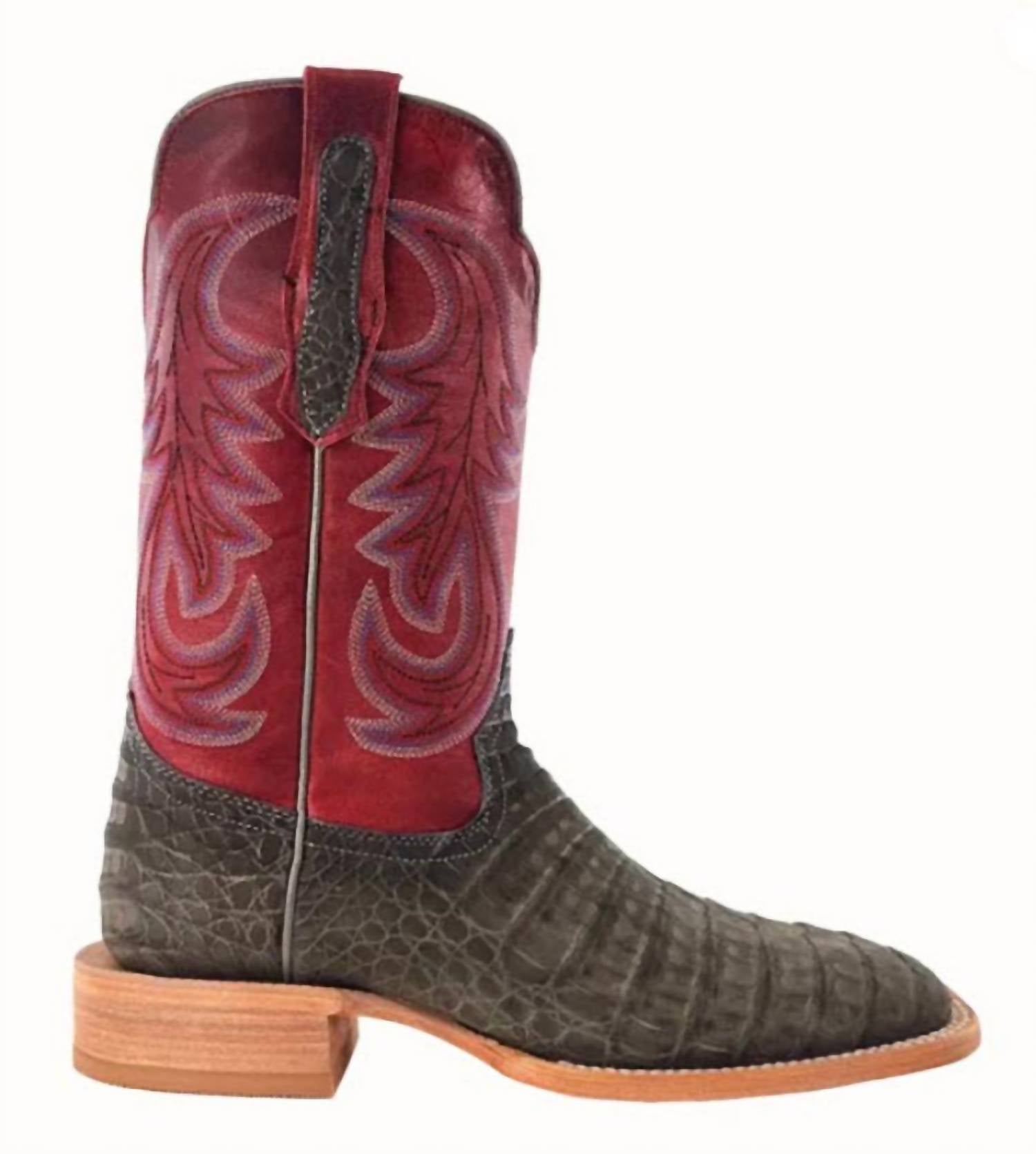 R Watson Boots - Men's Caiman Nubuck 11" Exotic Cowboy Boot