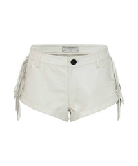 One Teaspoon - Chaos Walking Fringed Leather Bandit Shorts