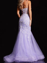 Jovani - Floral Embroidered Mermaid Gown